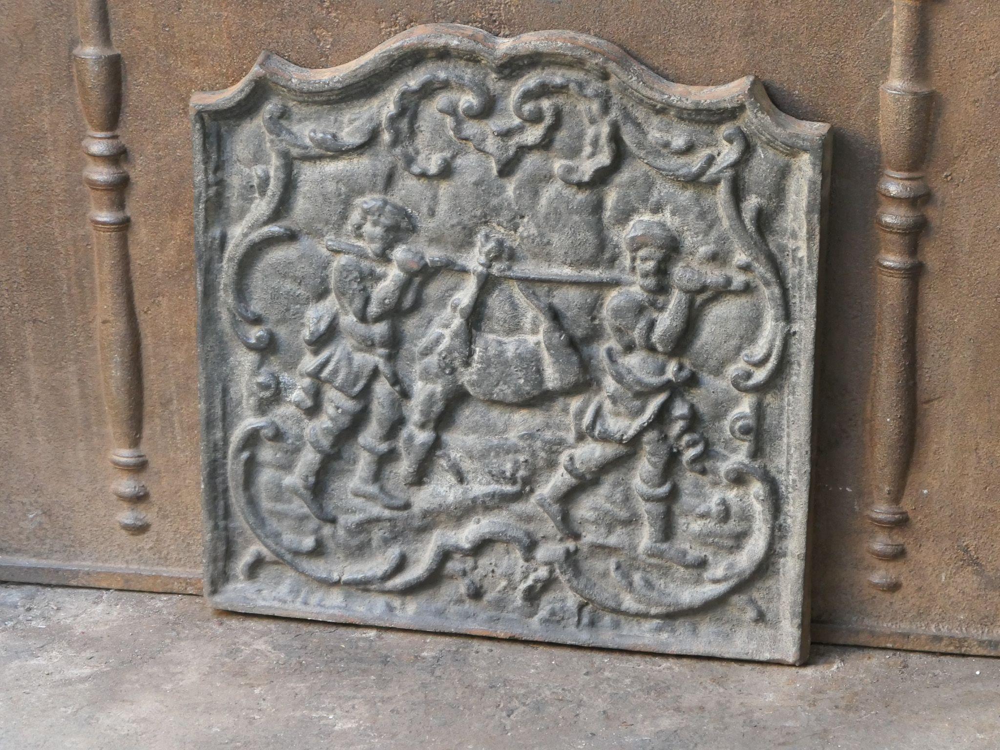 French Napoleon III Style 'Return from the Hunt' Fireback / Backsplash, 20th Century For Sale