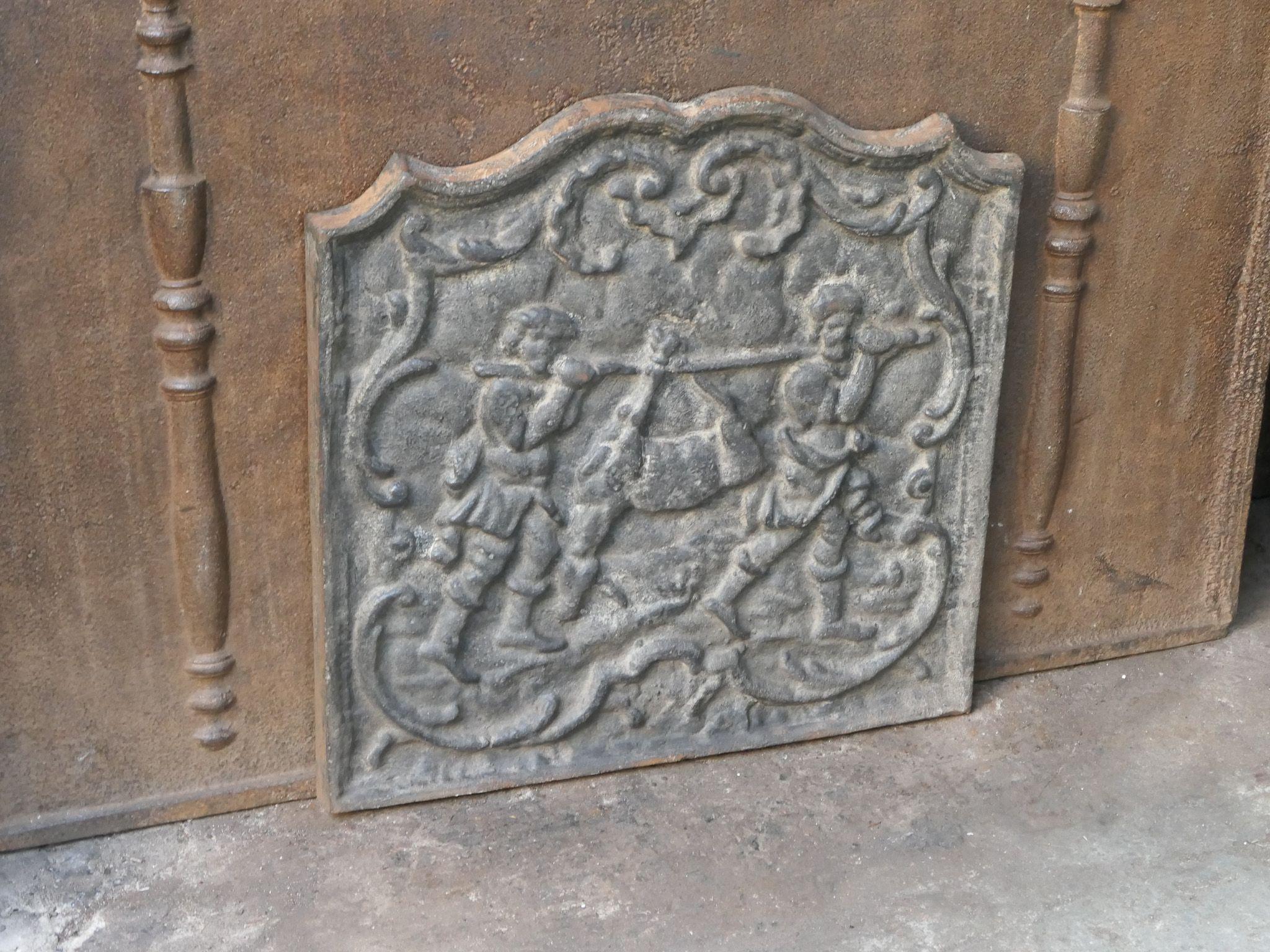 Cast Napoleon III Style 'Return from the Hunt' Fireback / Backsplash, 20th Century For Sale