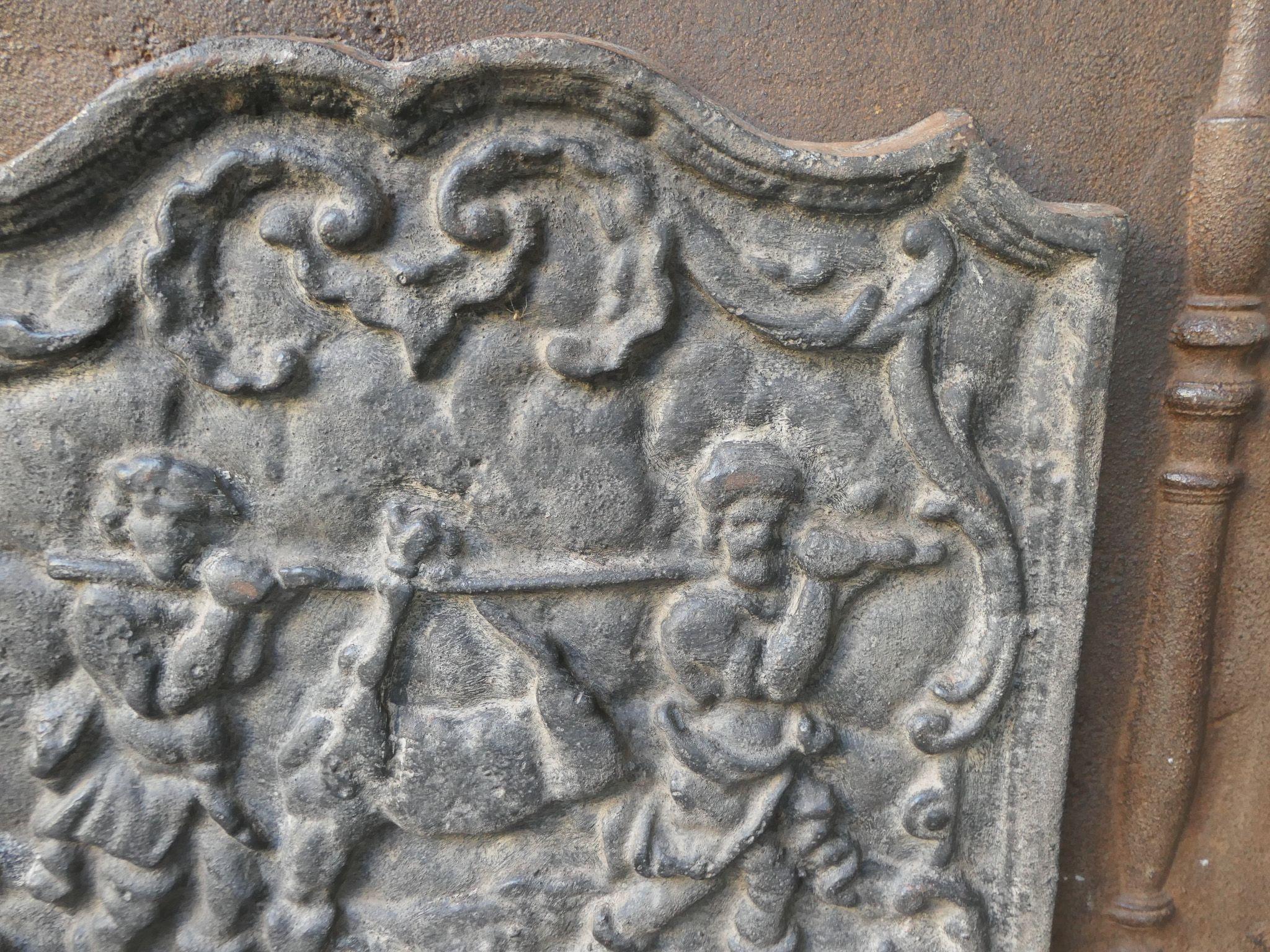 Iron Napoleon III Style 'Return from the Hunt' Fireback / Backsplash, 20th Century For Sale