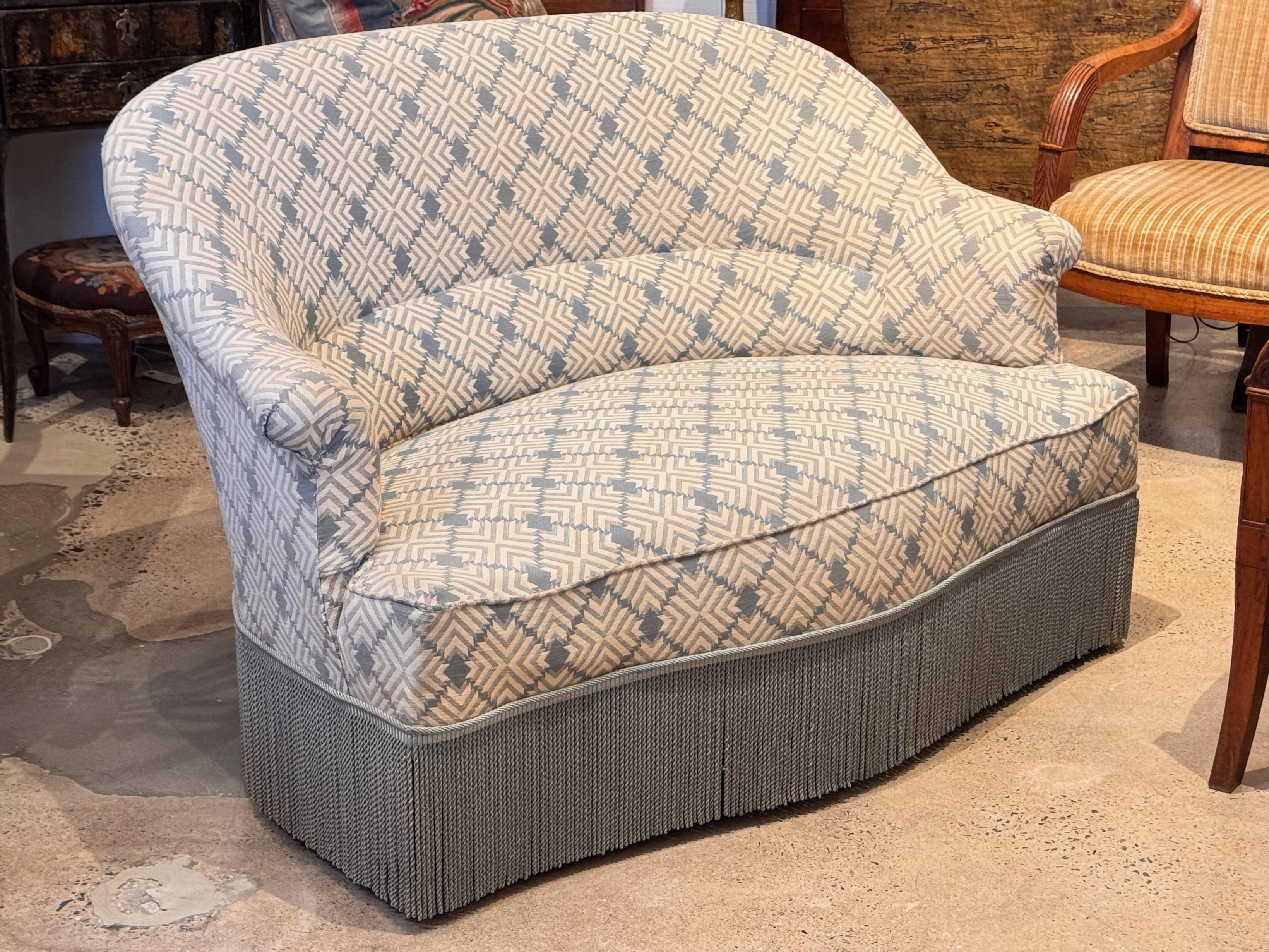 French Napoleon III Style Settee With Skirted Base For Sale