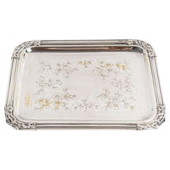 Vassoio placcato in argento in stile Napoleone III, 20° secolo.