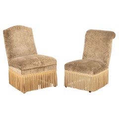 Napoleon III Style Slipper Chairs, Associated Pair