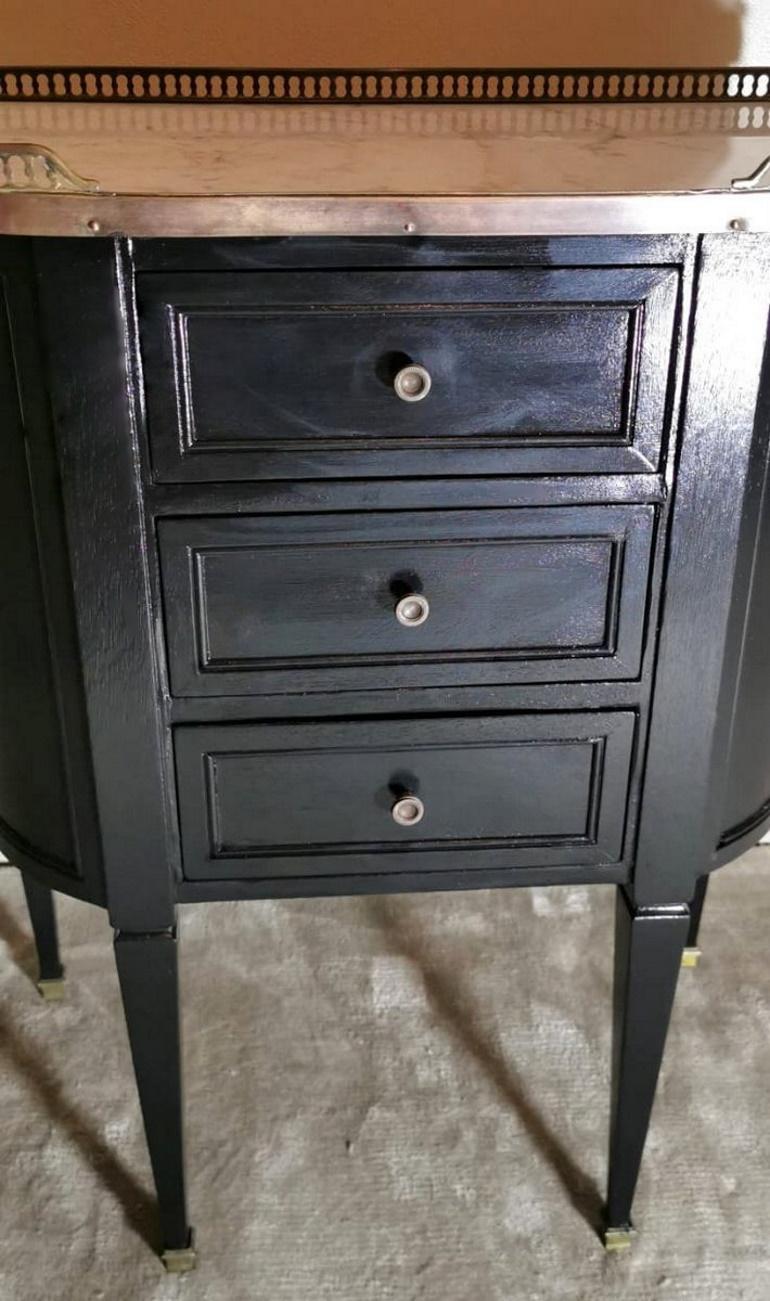 Painted Napoleon III Style Small French Chest of Drawers in Oak and Marble Top