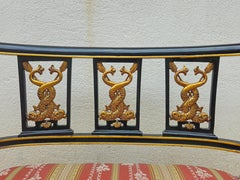 Napoleon III Style Sofa in Black Lacquered Wood and gold details. Mid-Century
