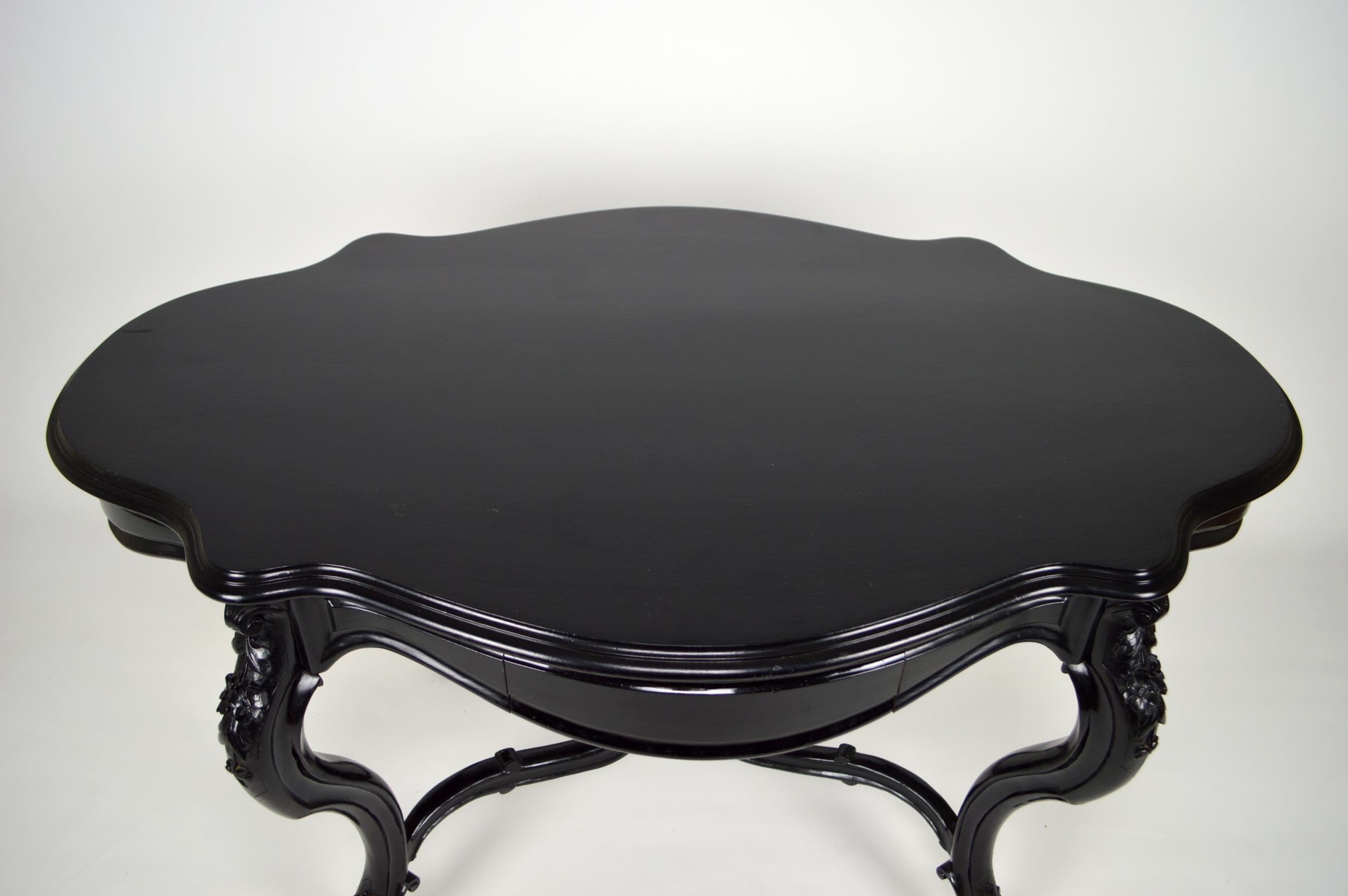 Napoleon III Style Table and Chairs in Blackened Wood, France, circa 1870 9