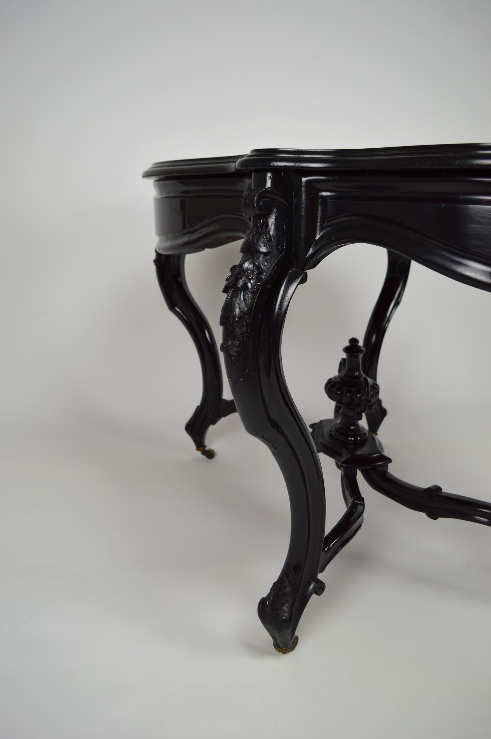 Napoleon III Style Table and Chairs in Blackened Wood, France, circa 1870 10