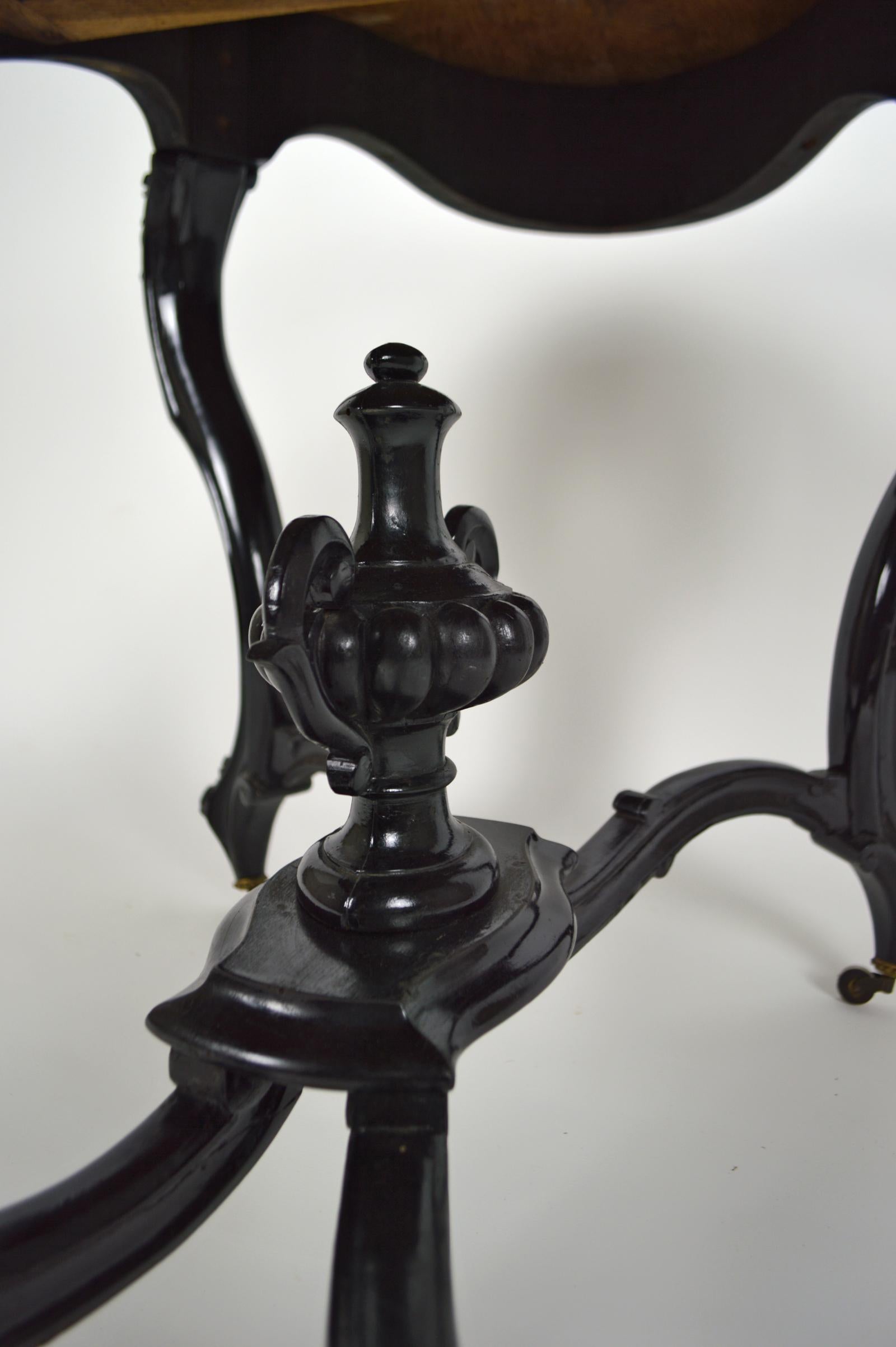 Napoleon III Style Table and Chairs in Blackened Wood, France, circa 1870 12