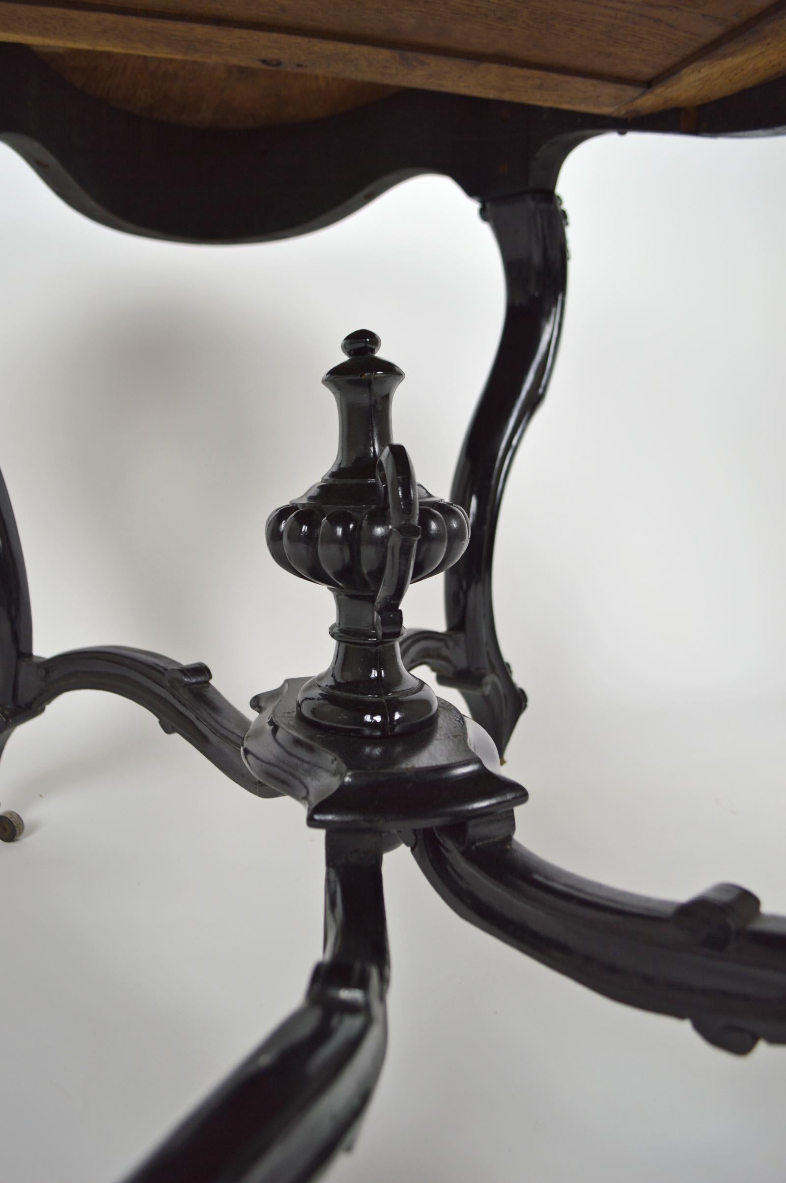 Napoleon III Style Table and Chairs in Blackened Wood, France, circa 1870 13