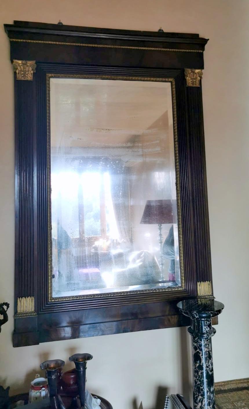 Napoleon III Style Tall Austrian Wooden Frame Mercury Mirror and Gold Decoration For Sale 14
