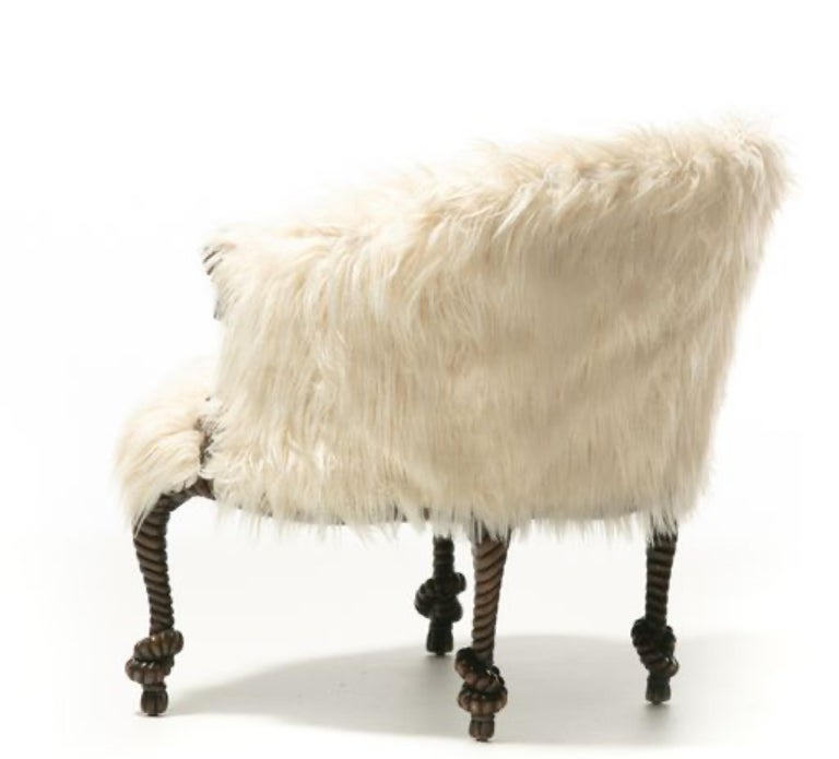 Napoleon III Style Twisted Rope and Tassel Frame Chair in Faux Fur ...