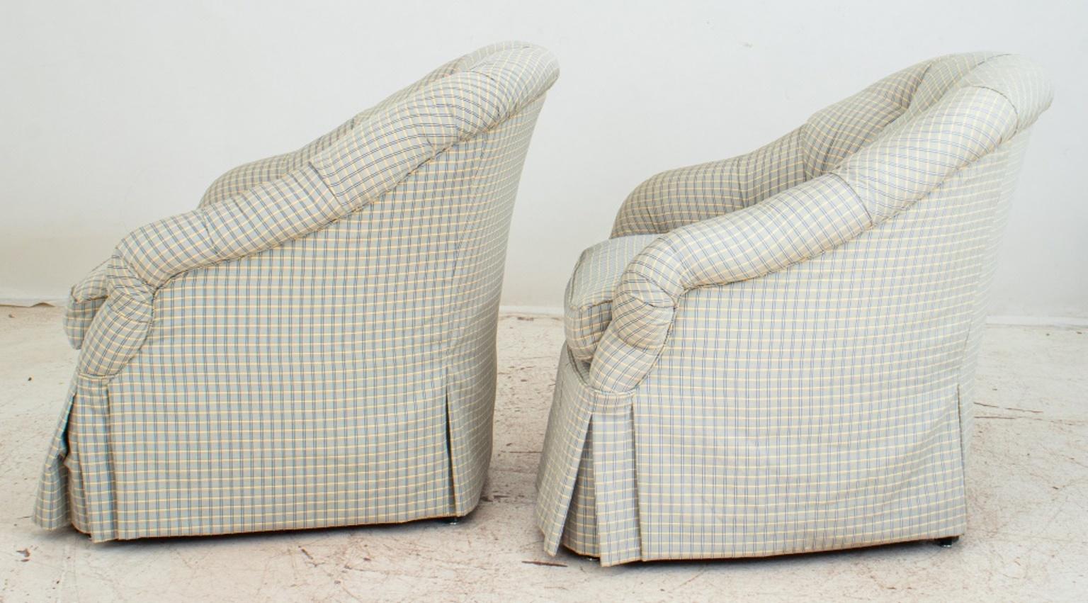 Napoleon III Style Upholstered Armchairs, Pair 1