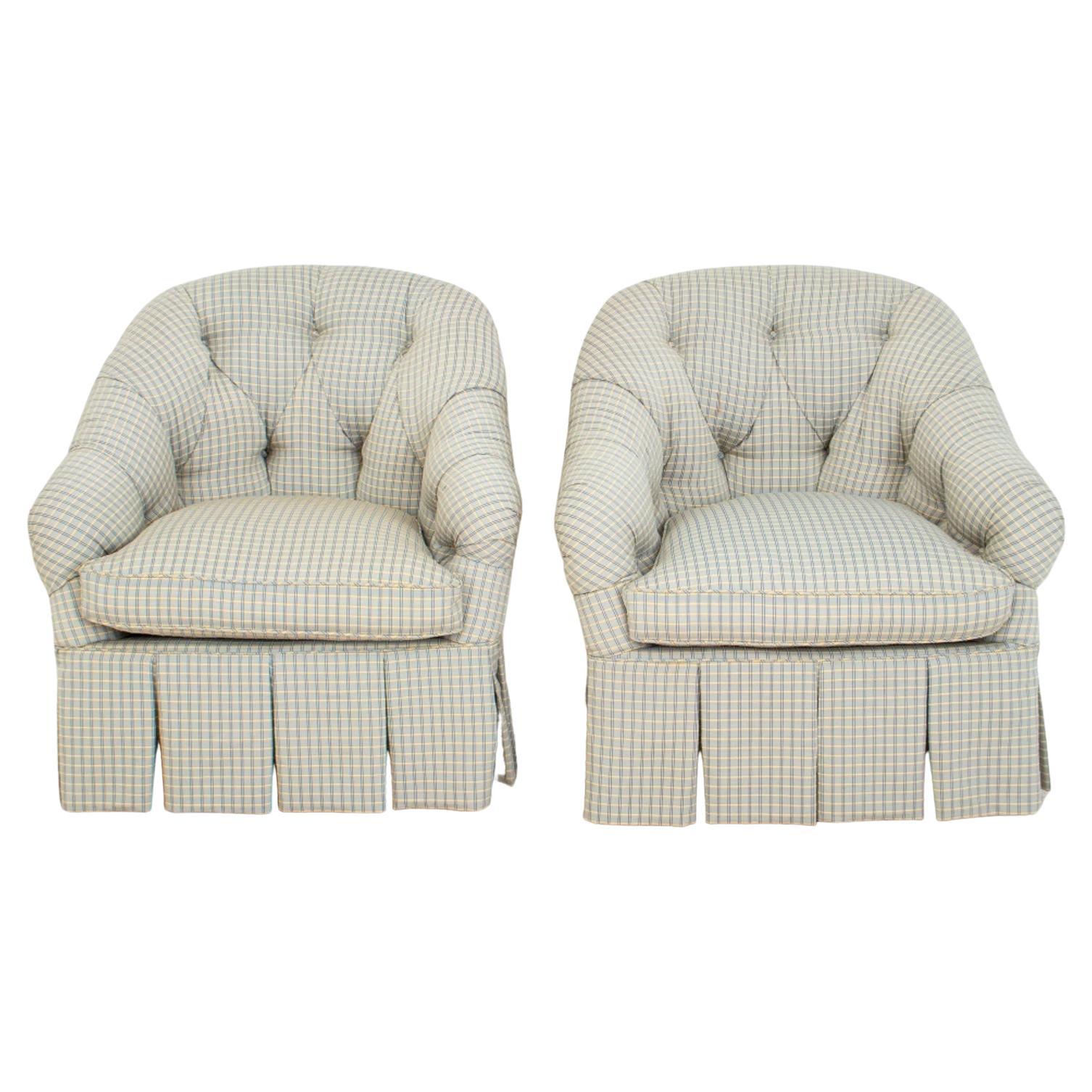 Napoleon III Style Upholstered Armchairs, Pair