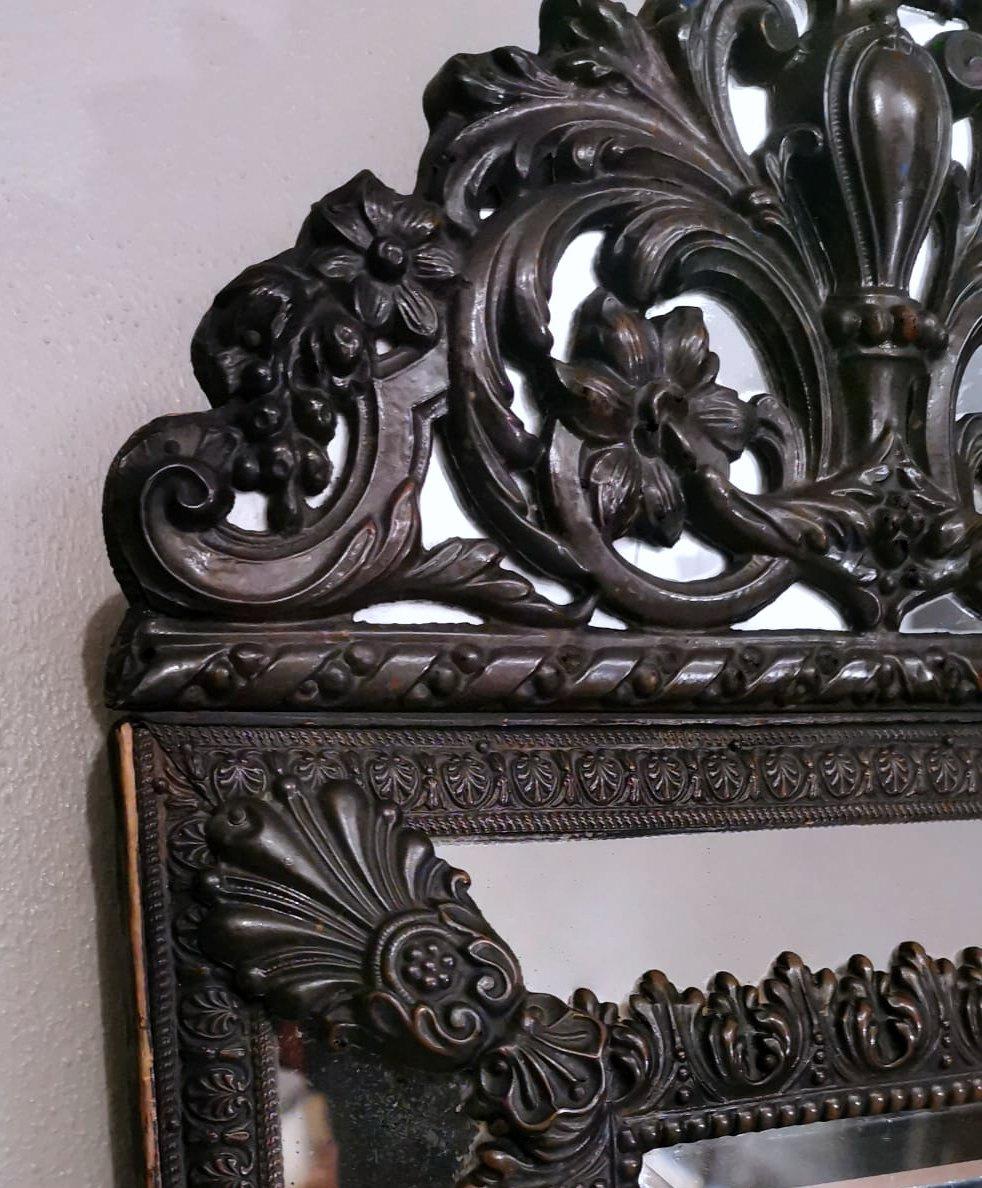 Napoleon III Style Wall Mirror in Burnished Brass 