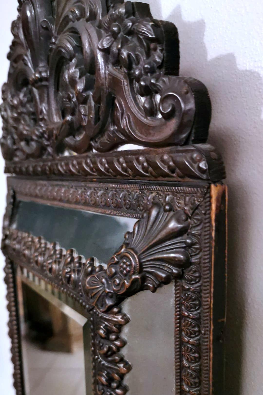 Napoleon III Style Wall Mirror in Burnished Brass 