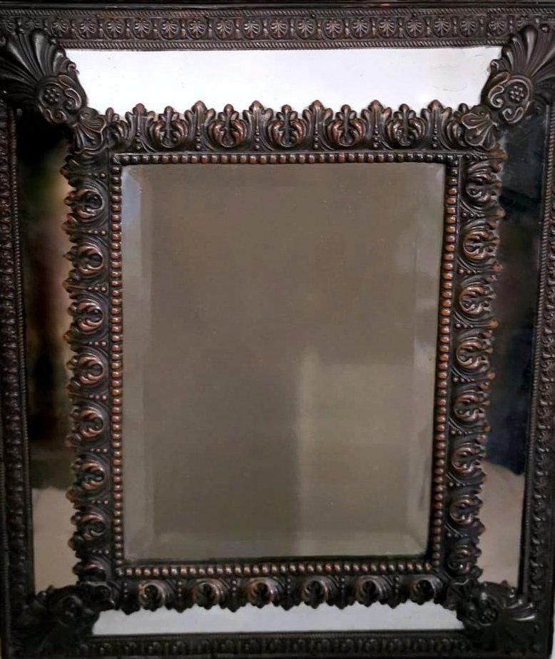 Napoleon III Style Wall Mirror in Burnished Brass 