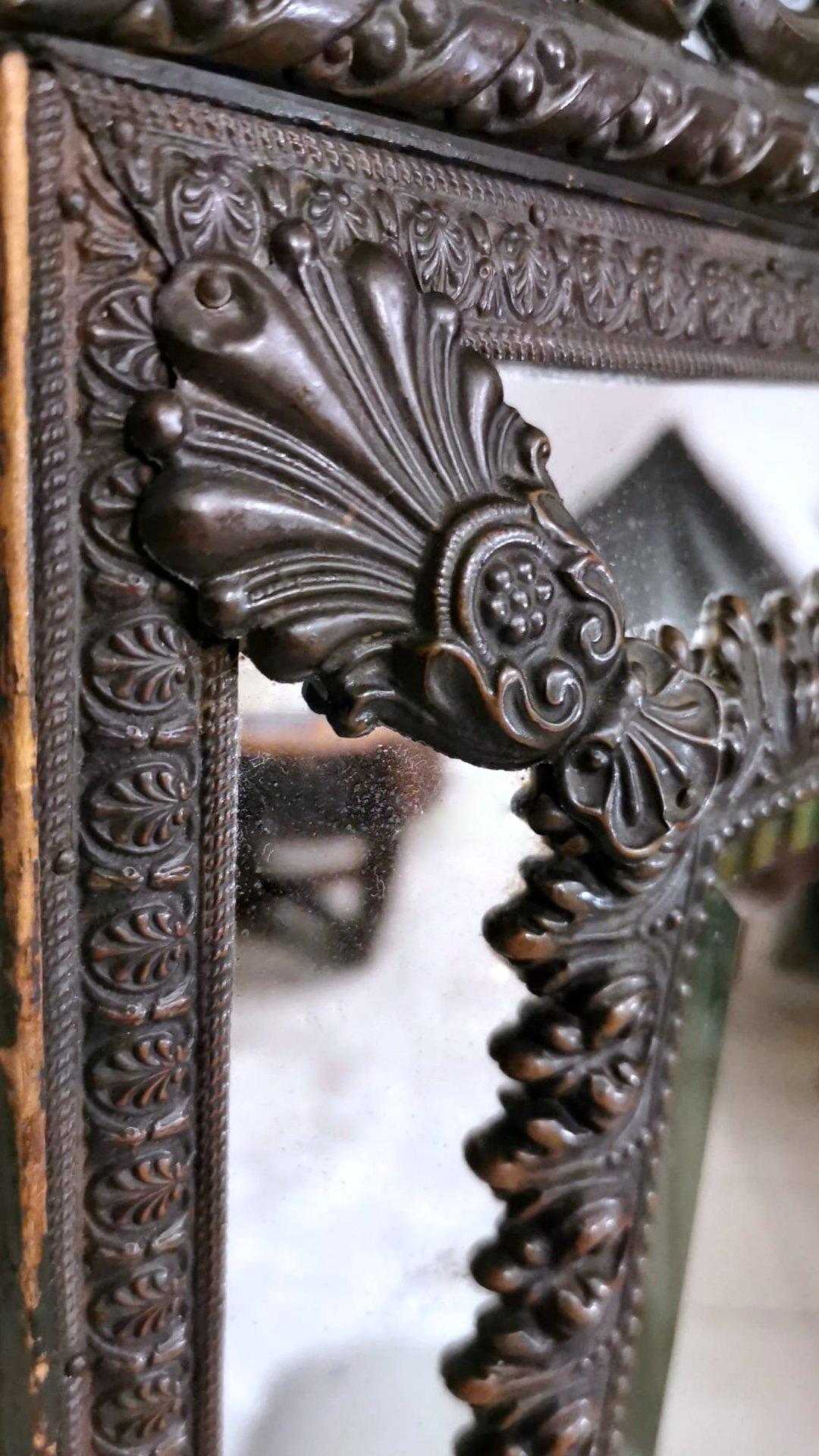 Napoleon III Style Wall Mirror in Burnished Brass 
