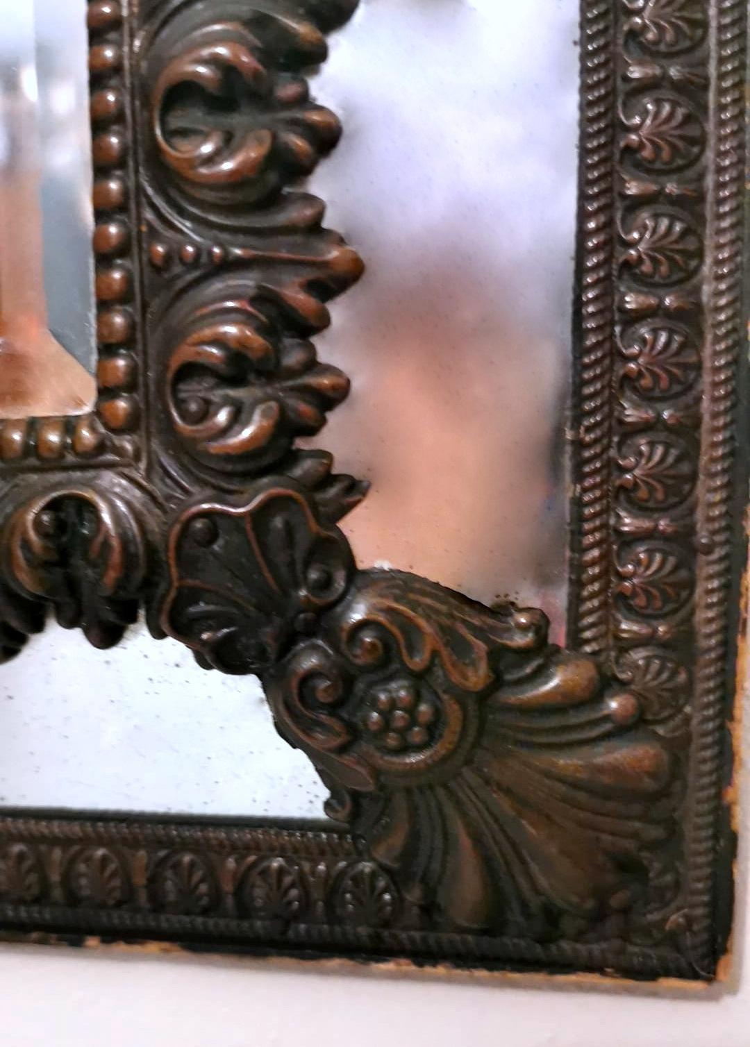 Napoleon III Style Wall Mirror in Burnished Brass 