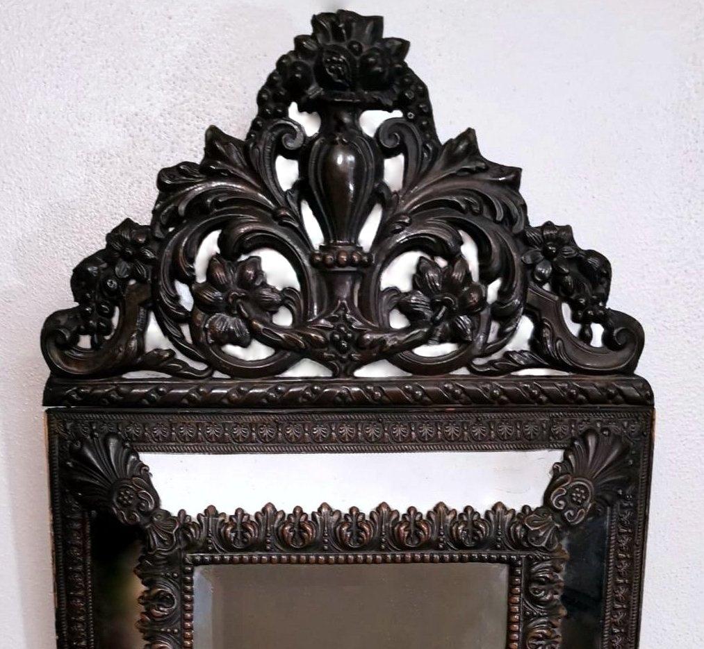 Napoleon III Style Wall Mirror in Burnished Brass 