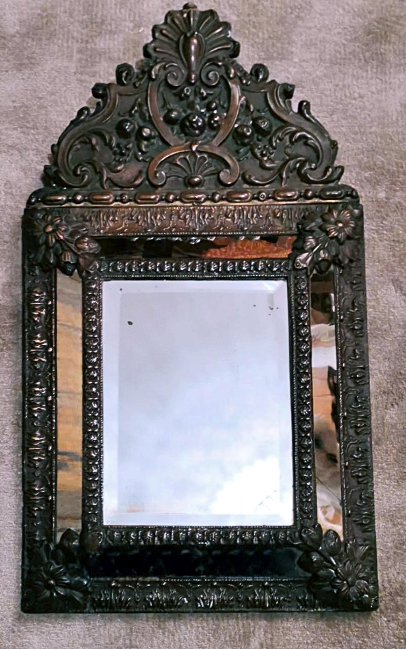 Napoleon III Style Wall Mirror In Burnished Brass 