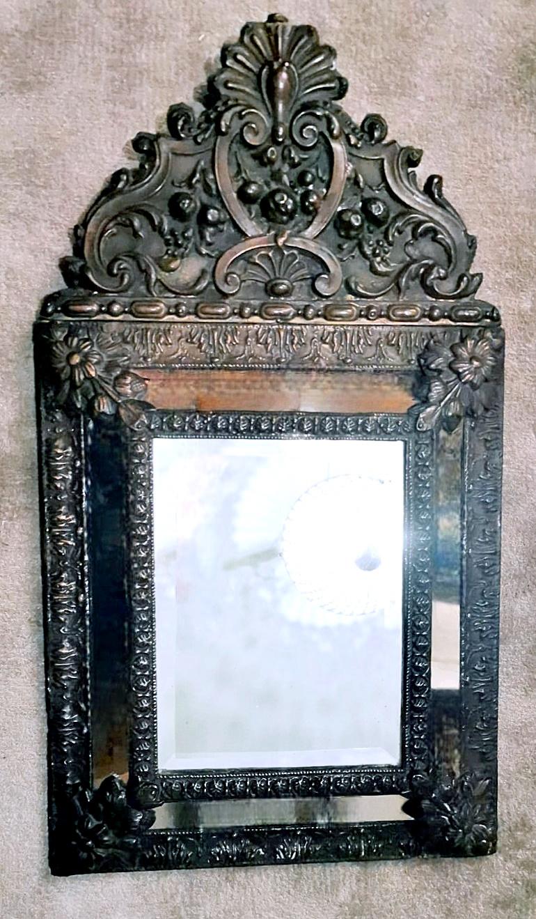 19th Century Napoleon III Style Wall Mirror In Burnished Brass 