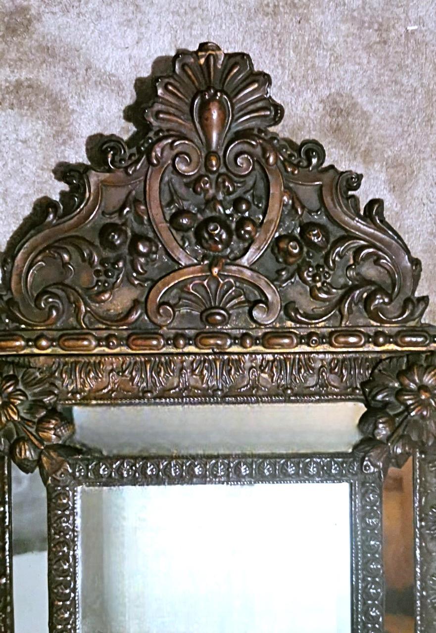 Napoleon III Style Wall Mirror In Burnished Brass 