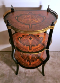Napoleon III Style Walnut Wall Table with Three Shelves