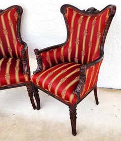 Napoleon III Style Wingback Chairs Pair
