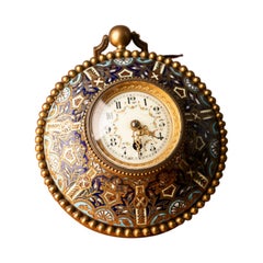 Napoleon III Table Clock Bronze and Champlevé Enamel