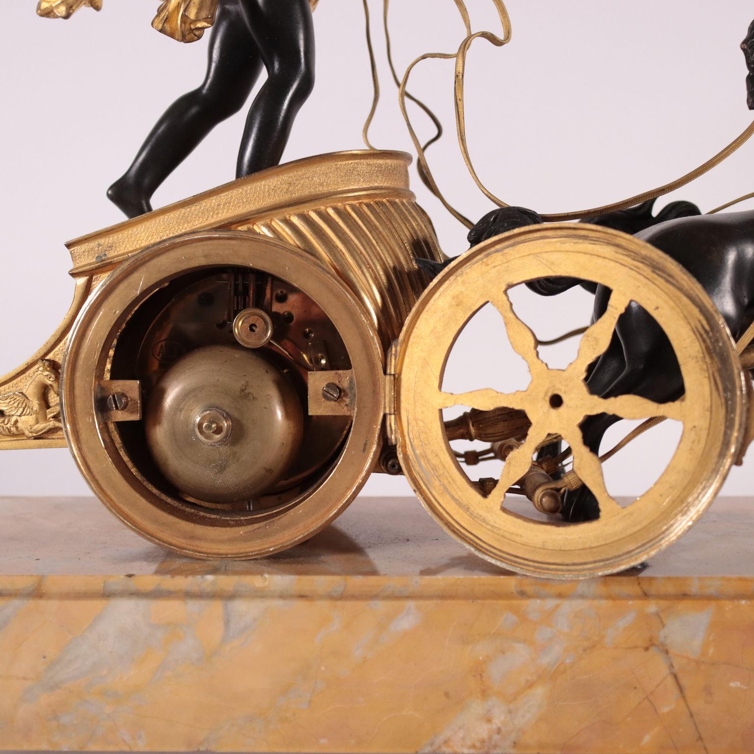 Napoleon III Table Clock Bronze Yellow Marble of Siena, France, 19th Century 1