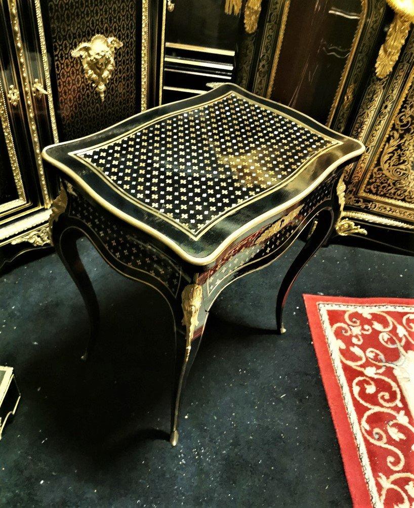 French Napoleon III Table in Boulle Style Marquetry, 19th Century