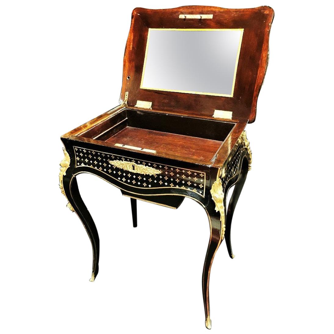 Napoleon III Table in Boulle Style Marquetry, 19th Century
