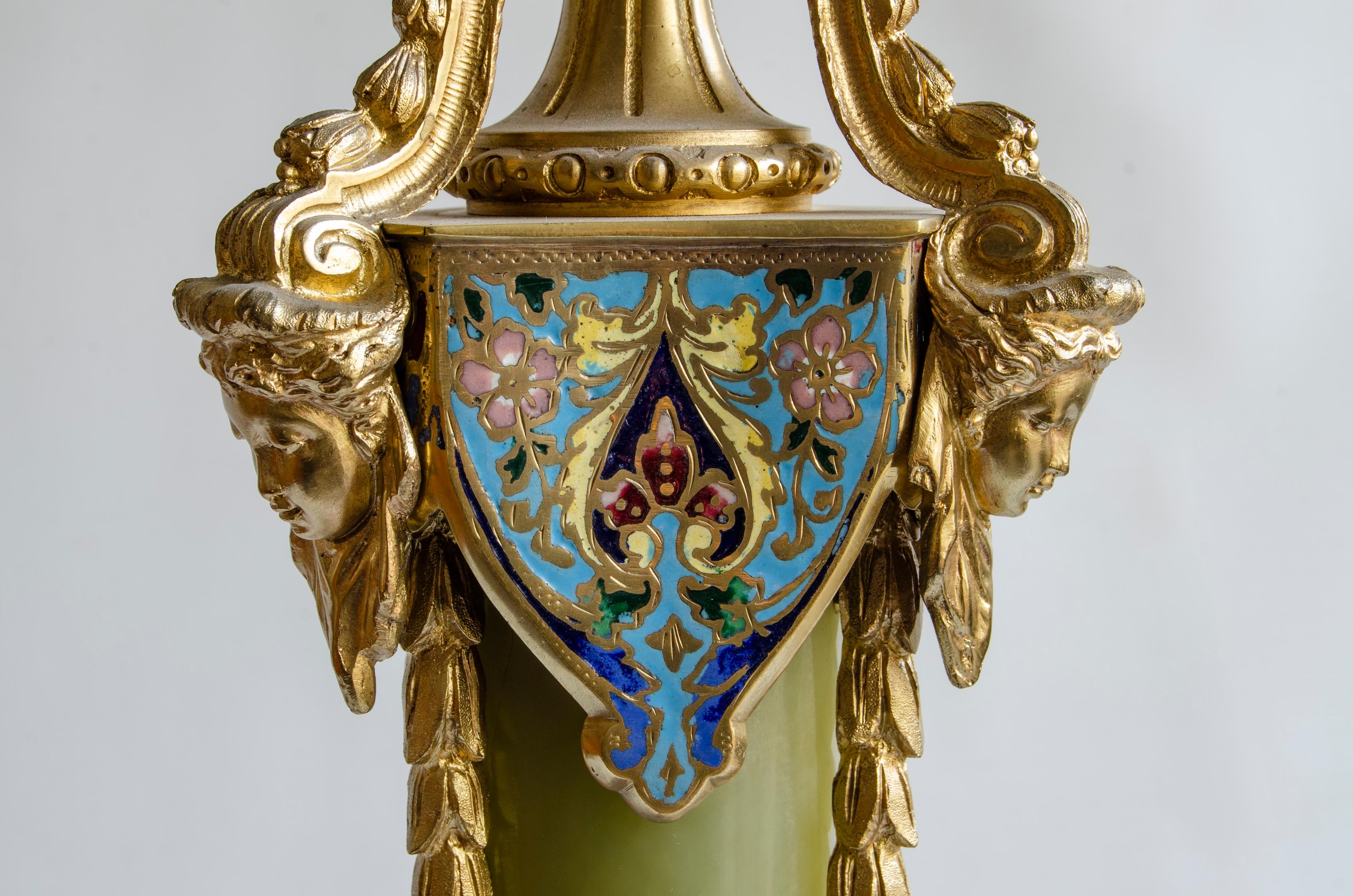 Napoleon III Table Lamp  ( France ) Onix Bronce In Good Condition In Buenos Aires, Argentina