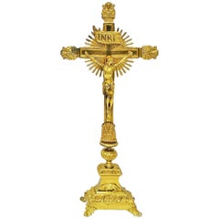 Napoleon III Tall Table Gilt Bronze Cross, France, 19th Century