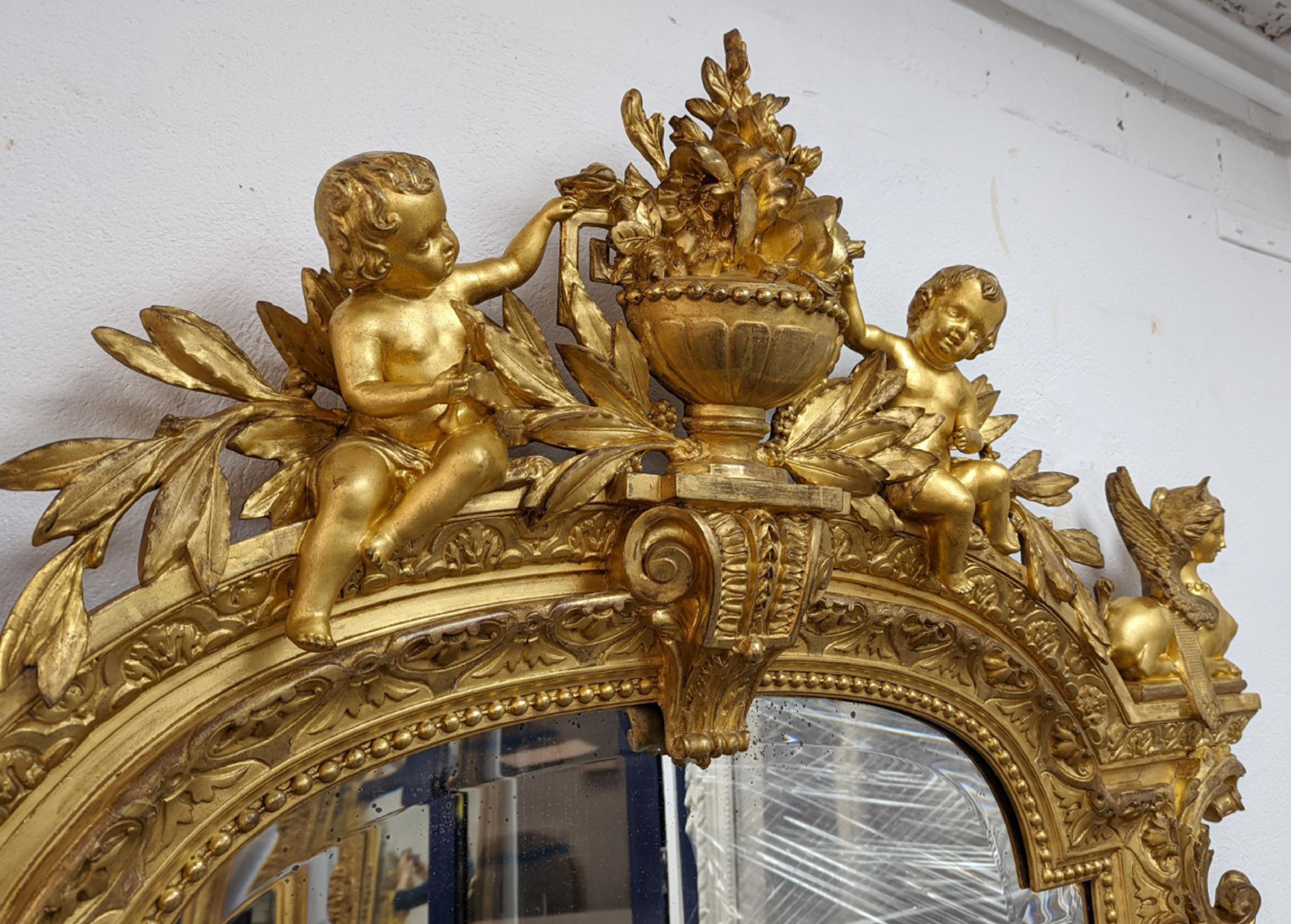 French Napoleon III Trumeau with Putti and Sphinges