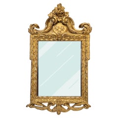 Napoleon III wall mirror with coat of arms, carved and gilded wood, France