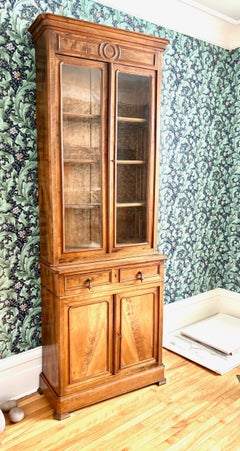 Napoleon III Walnut Bookcase Cabinet