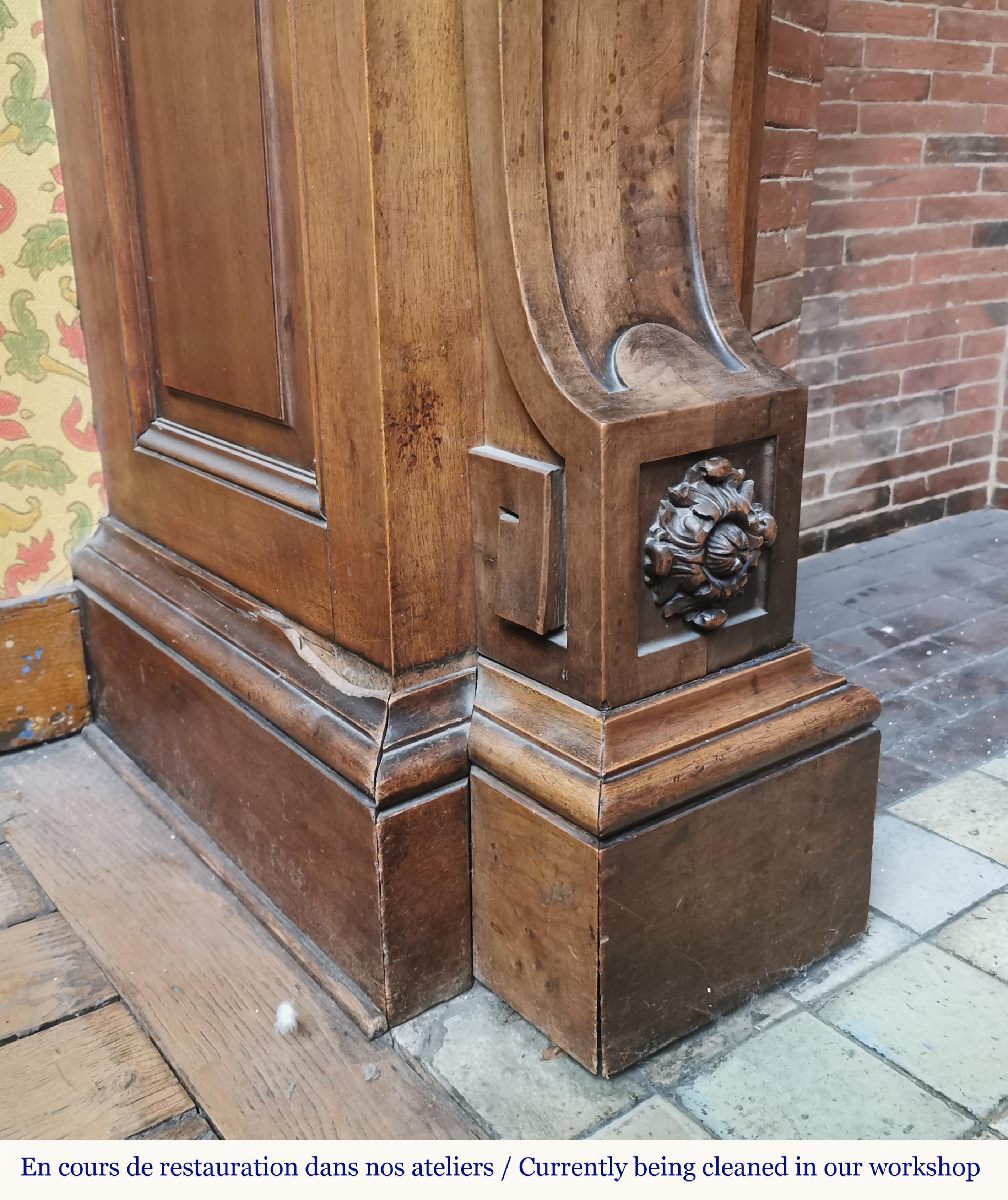 Napoleon III walnut fireplace surmounted by an important alcove 3