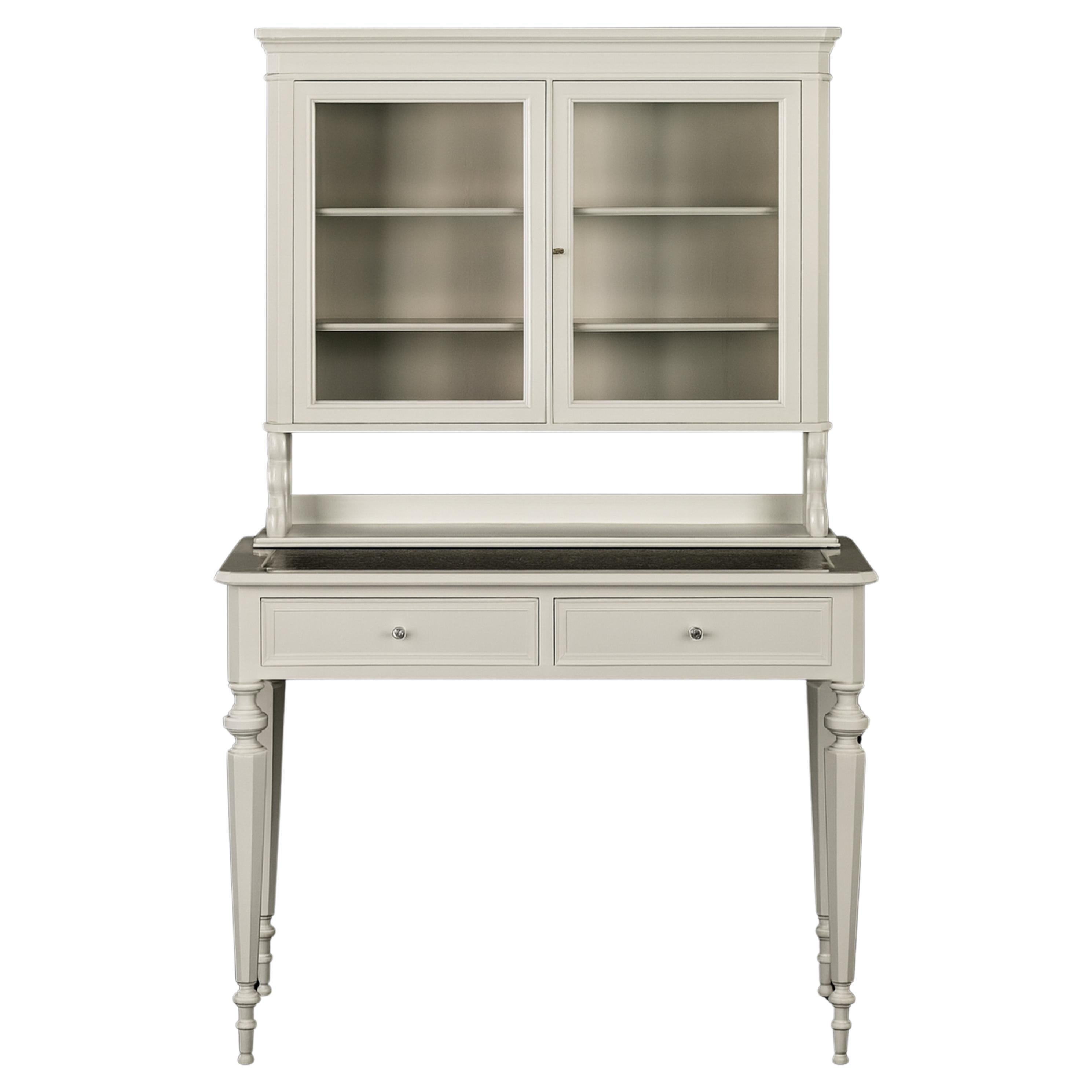 Napoleon III Nussbaum Off White Sekretär Vitrine Bonheur Du Jour im Angebot