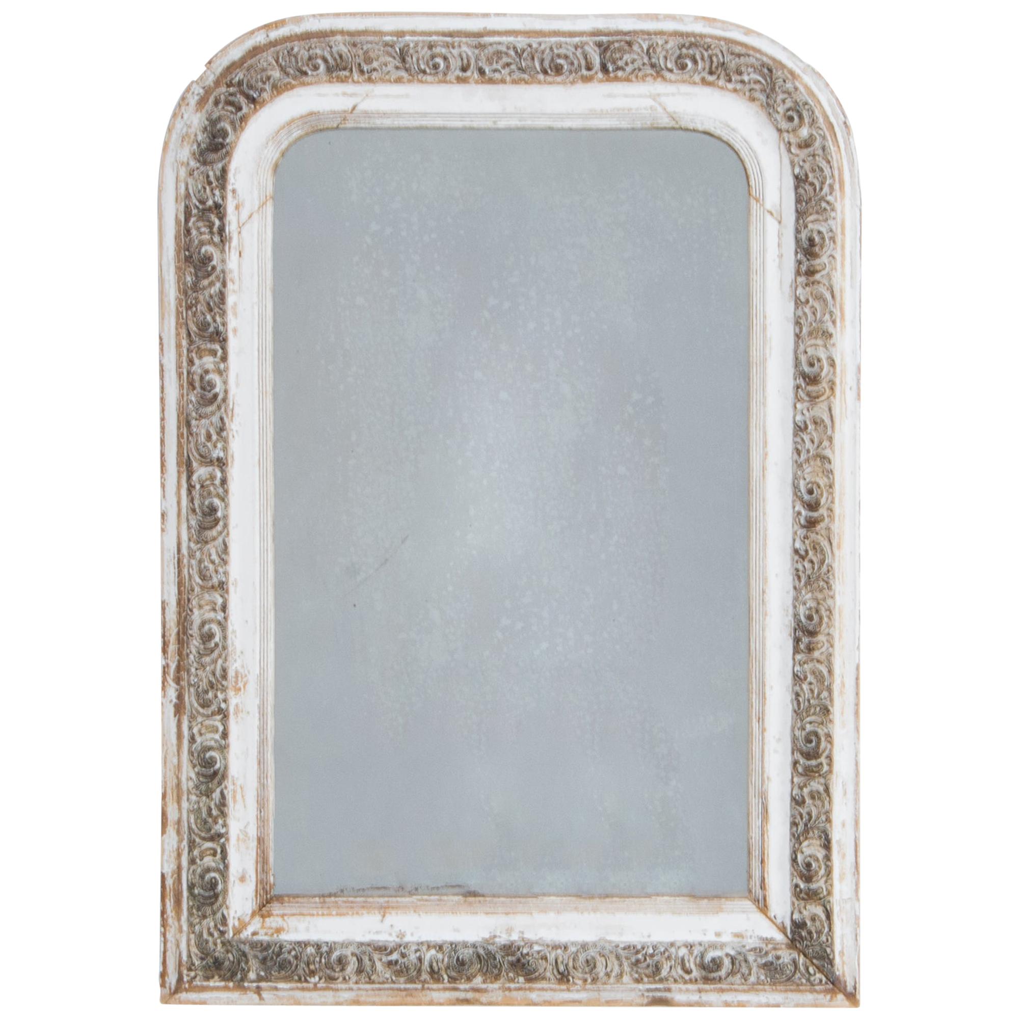 Napoleon III White and Gold Patinated Mirror