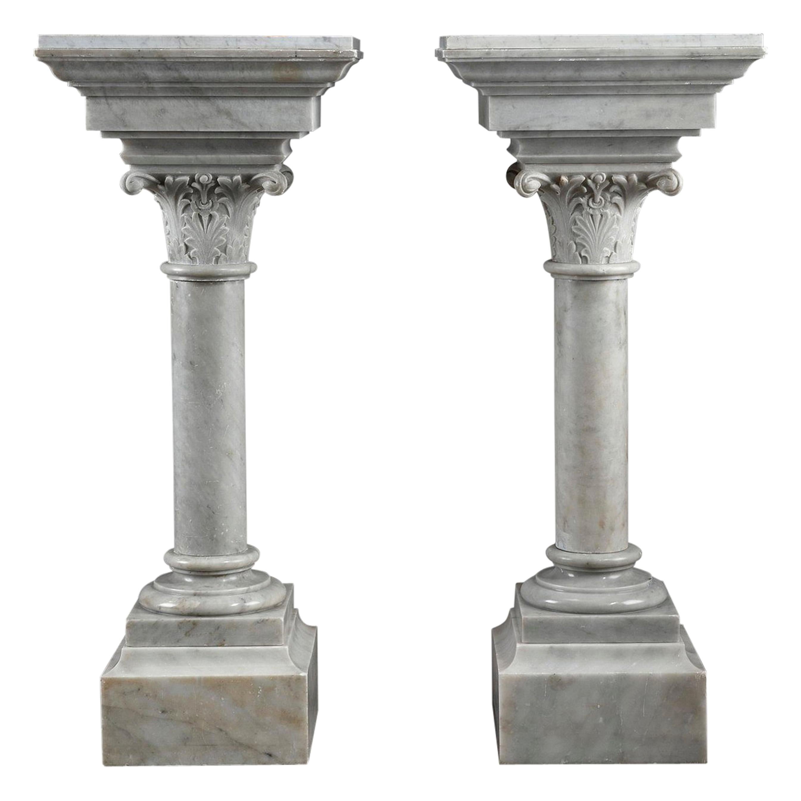 Elegant Grecian Marble Doric Column Pedestal For Sale at 1stdibs