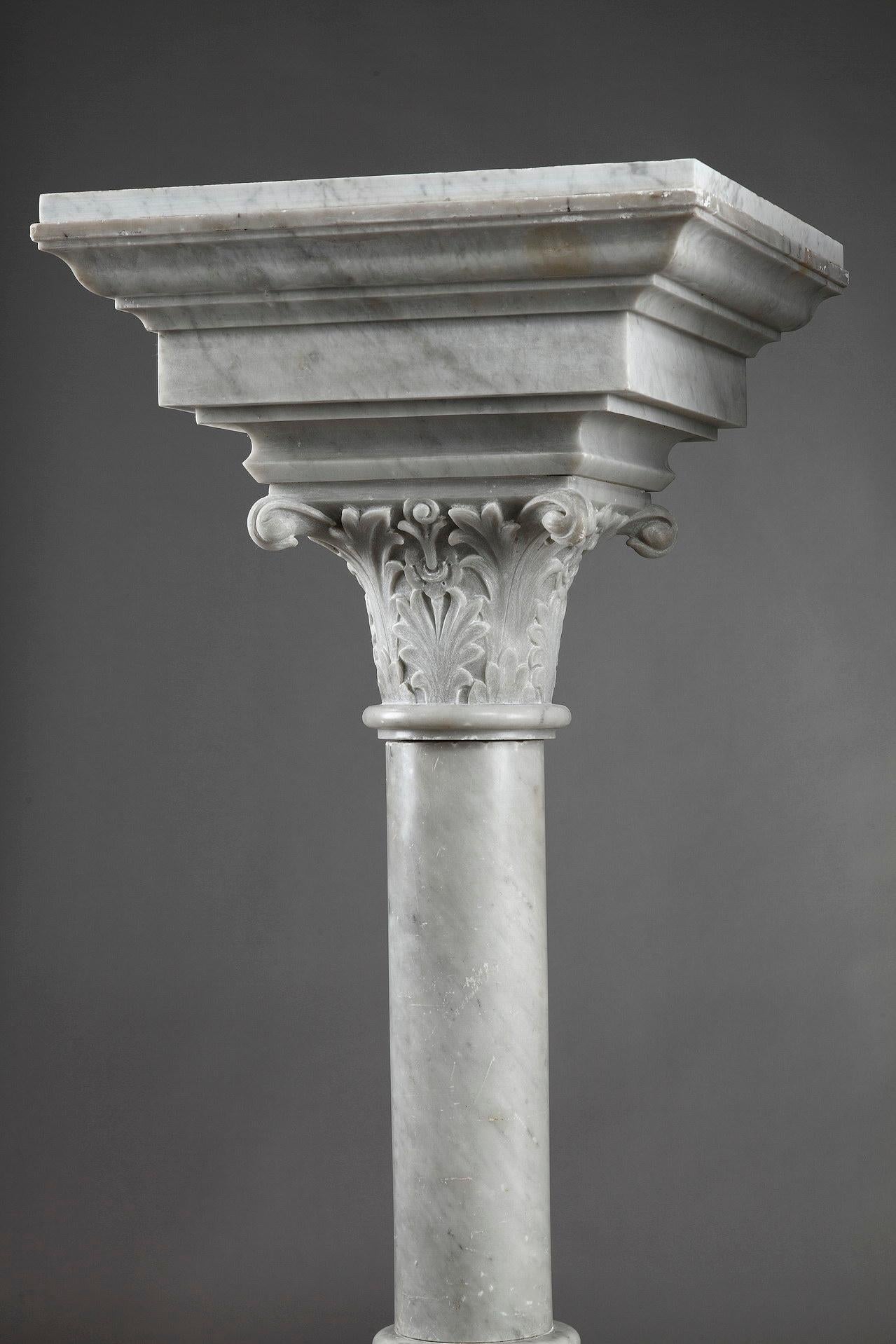 Napoleon III White Marble Column Pedestals 5