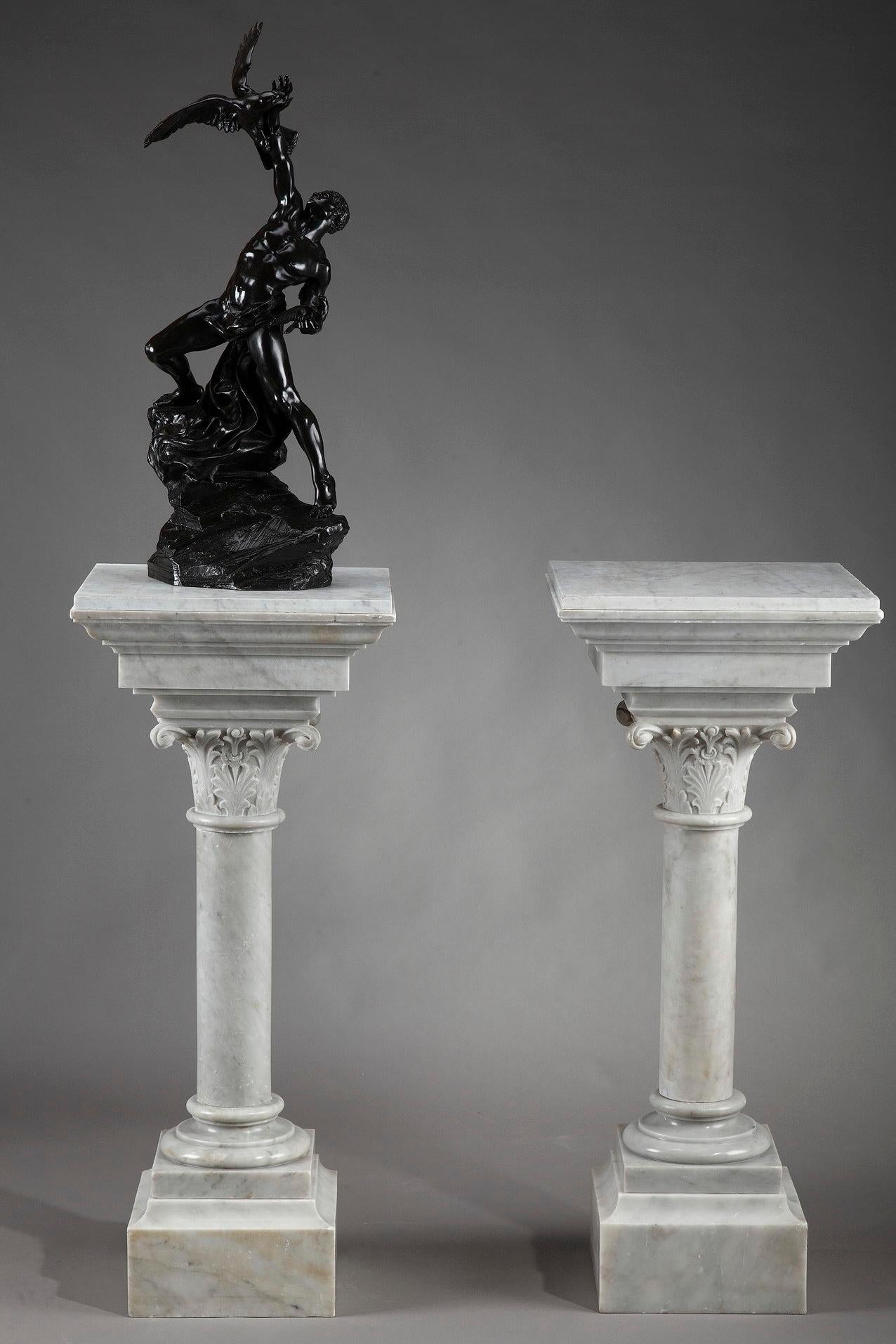 Napoleon III White Marble Column Pedestals 8