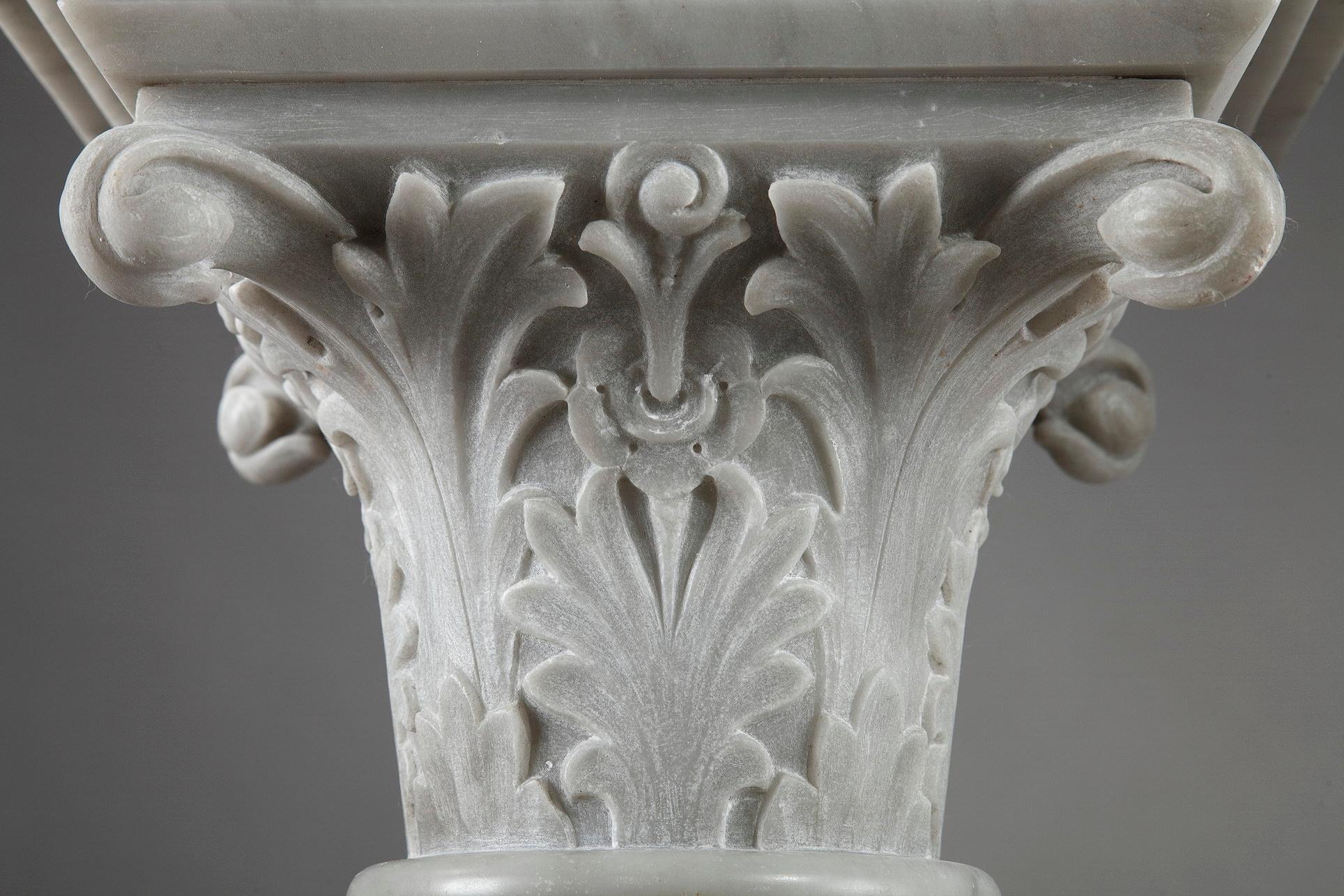 19th Century Napoleon III White Marble Column Pedestals