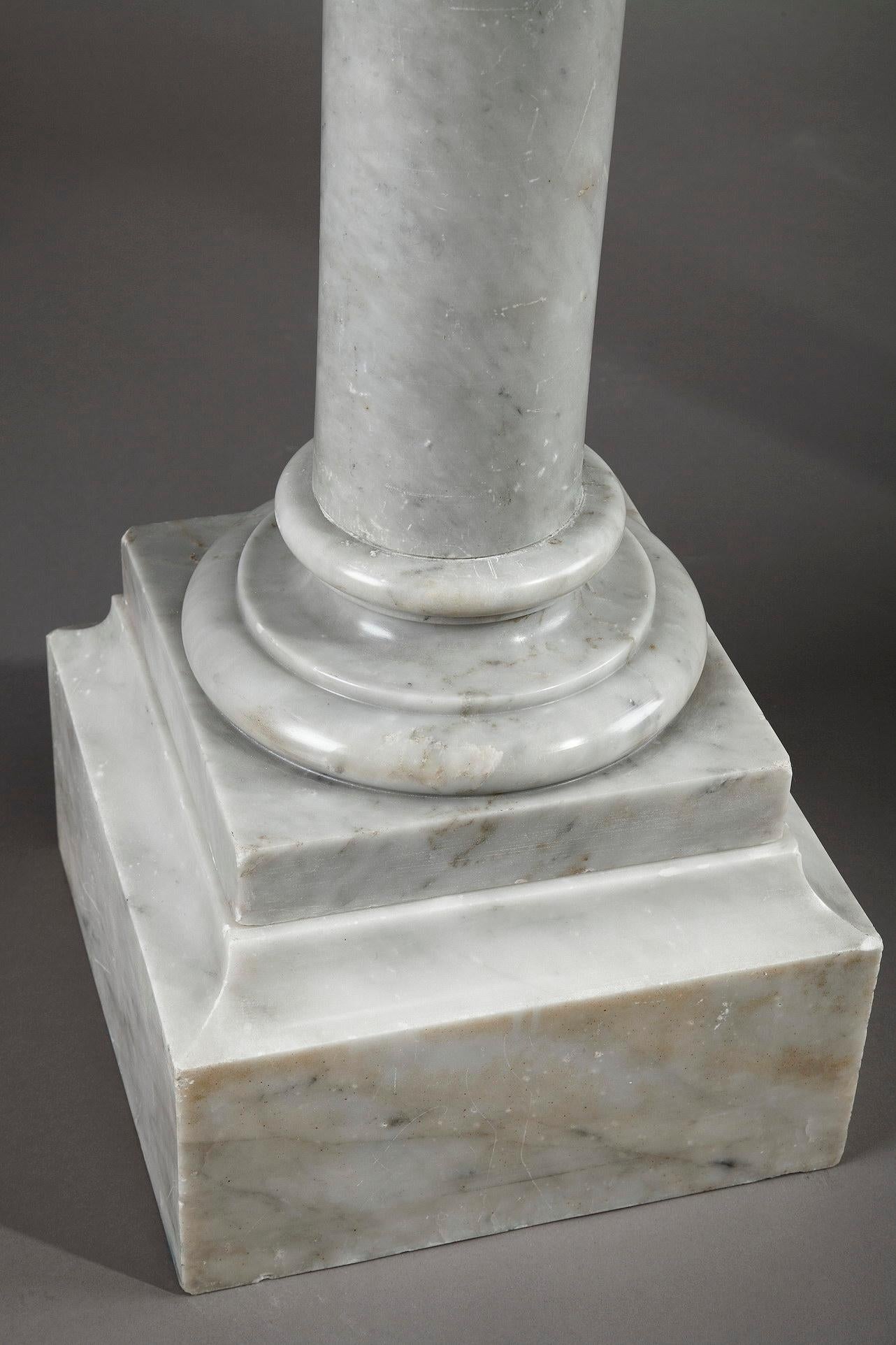 Napoleon III White Marble Column Pedestals 3