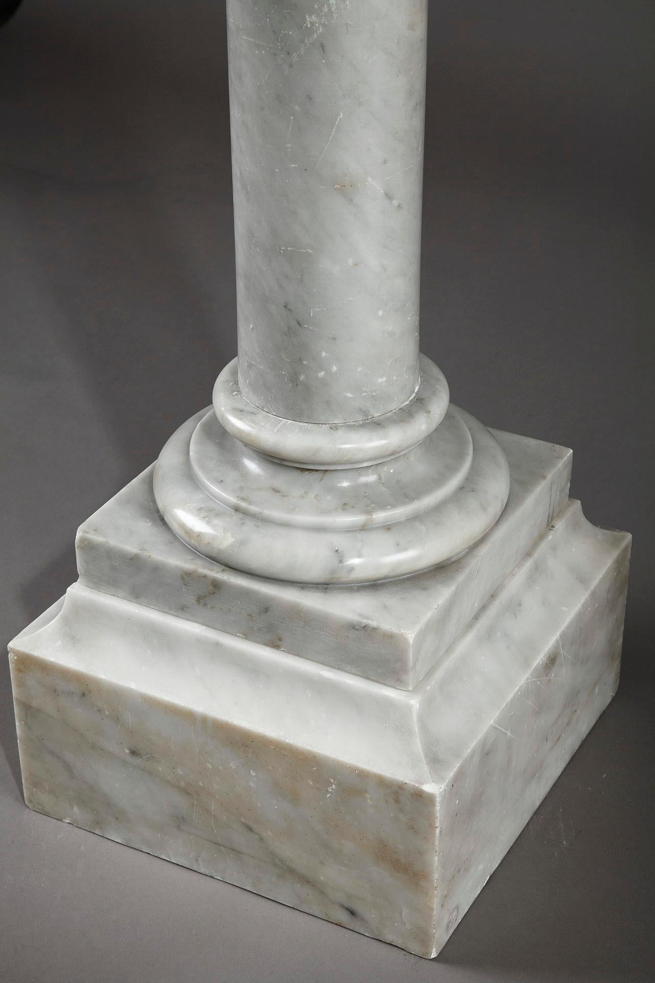 Napoleon III White Marble Column Pedestals 4