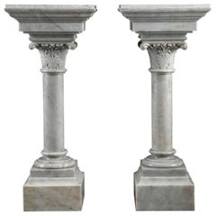 Napoleon III White Marble Column Pedestals