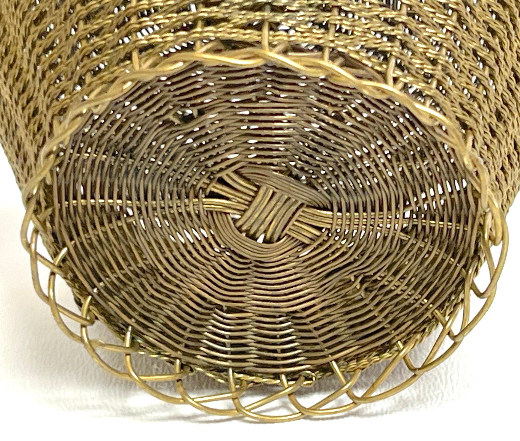 Napoleon III Woven Gilt Bronze Handled Basket, Weave Table Box For Sale 12