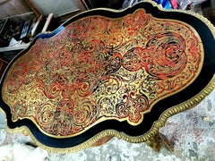 Napoleon III Writing Desk Dining Table in Boulle Marquetry, France, 19th Century