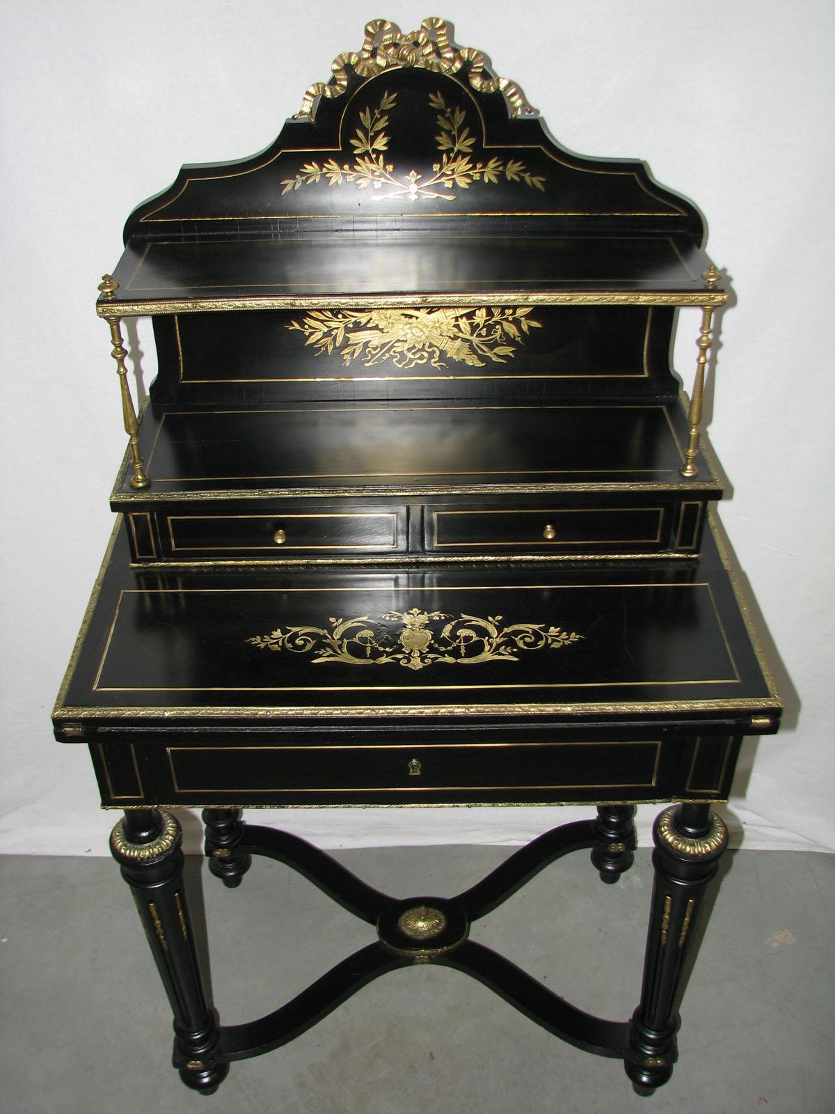 French Napoleon III Writing Desk 'Scrivania' Inlaid Escritoire For Sale