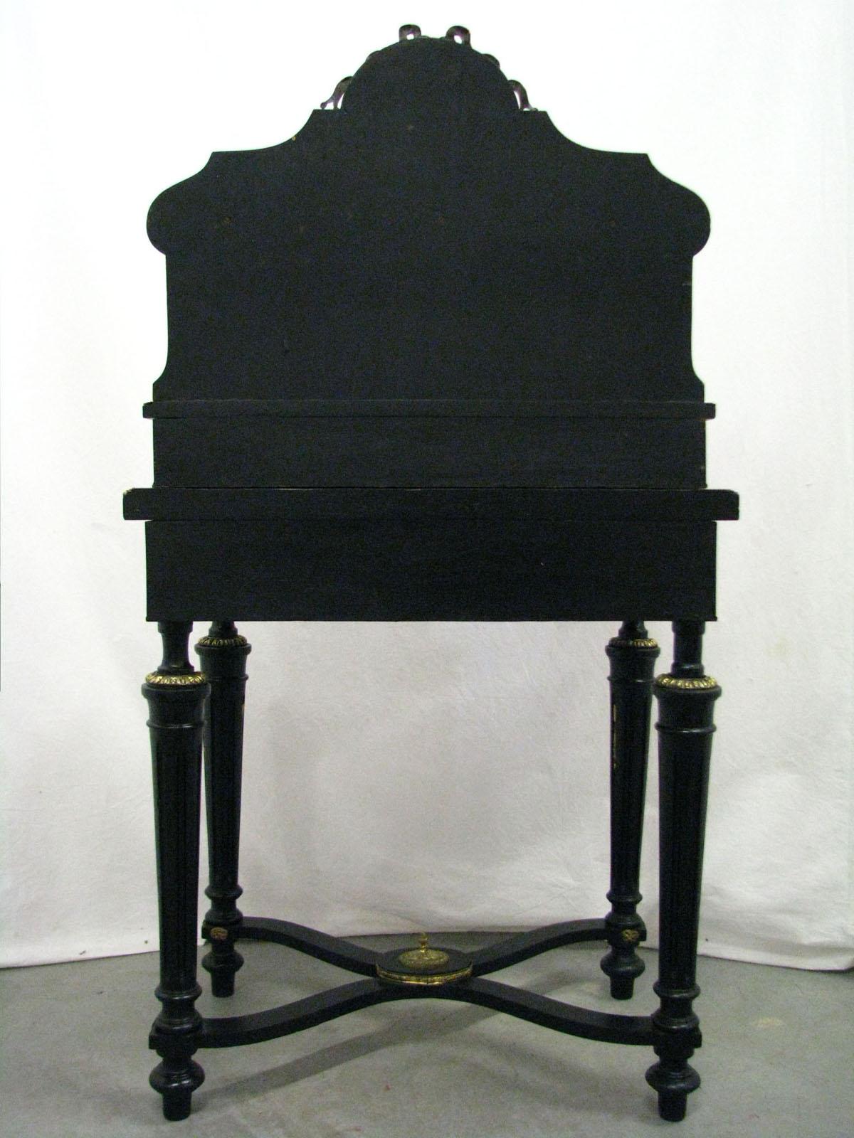 Blackened Napoleon III Writing Desk 'Scrivania' Inlaid Escritoire For Sale